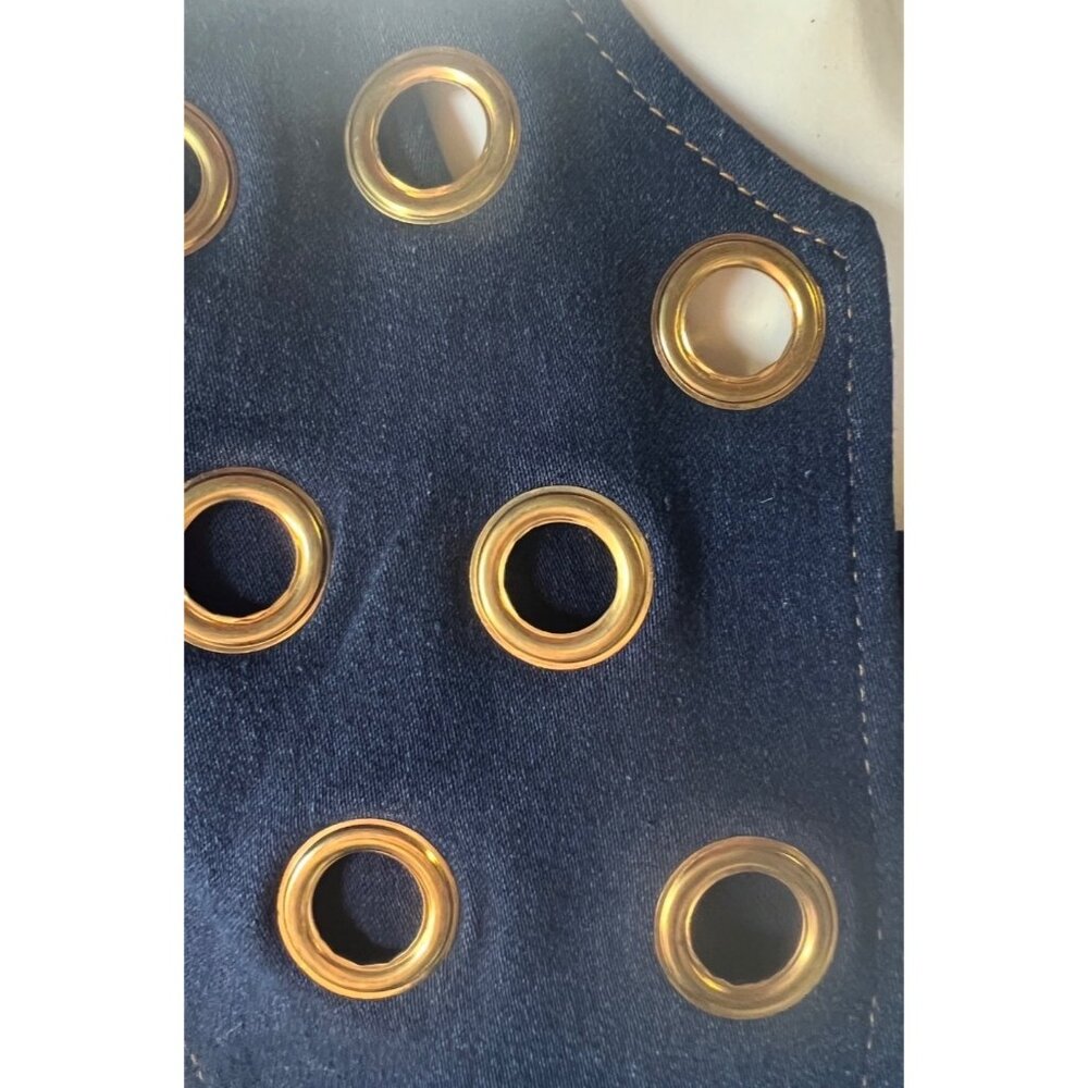 Regalia Womens 3-Piece Denim Suit Set With Grommet Accents Jacket Sleeveless Blo - Picture 15 of 16